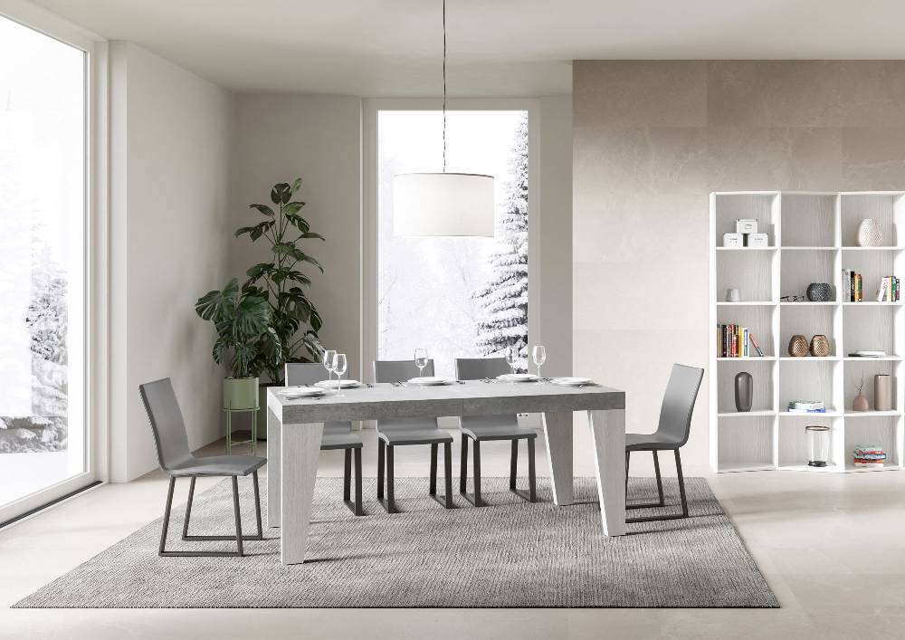 Itamoby Tavolo Naxy Mix Allungabile Piano Cemento Gambe Bianco Frassino 90×180 Allungato 440 Grande vendita