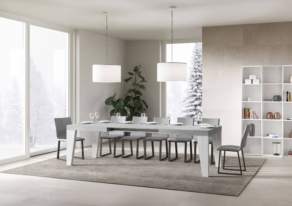 Itamoby Tavolo Naxy Mix Allungabile Piano Cemento Gambe Bianco Frassino 90×180 Allungato 440 Grande vendita
