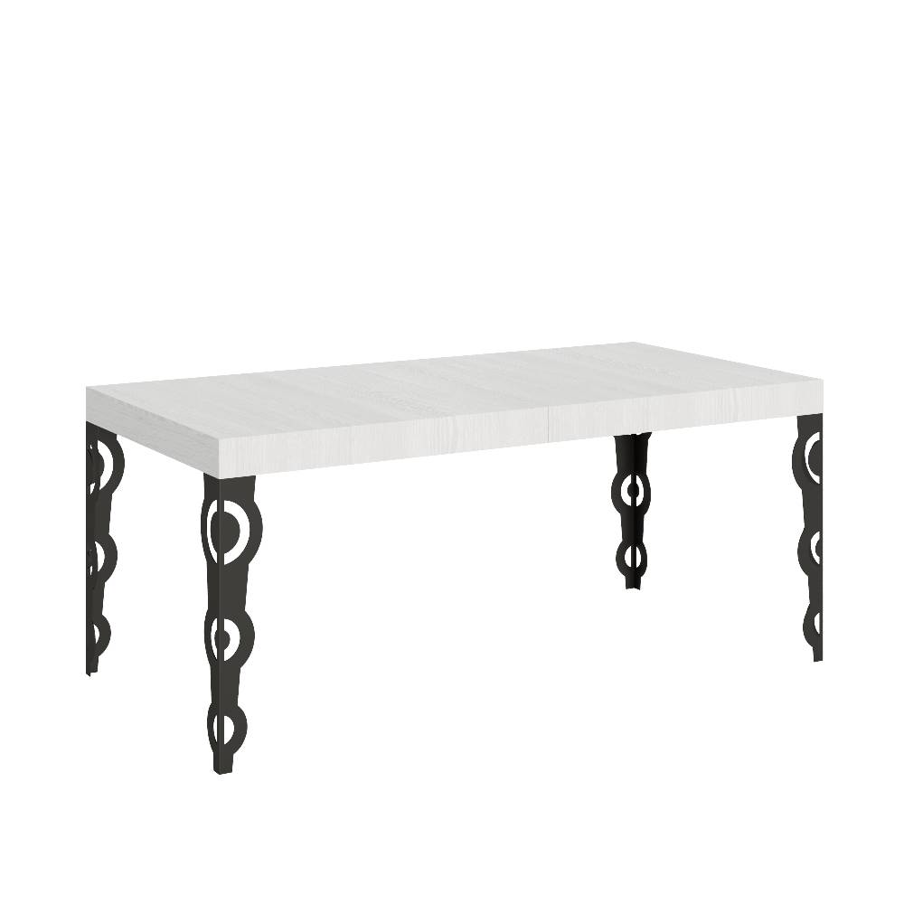 Itamoby Tavolo Karamay Allungabile piano Bianco Frassino 90x180Allungato 440 telaio Antracite