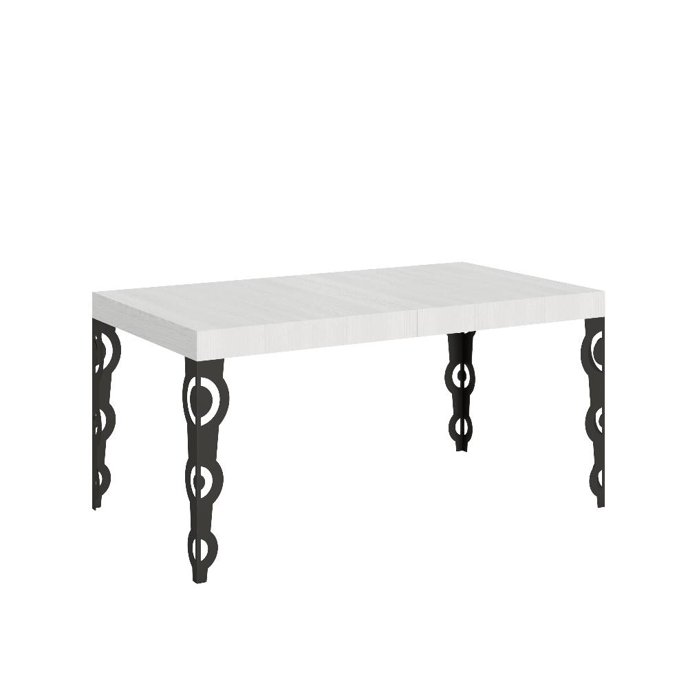 Itamoby Tavolo Karamay Allungabile piano Bianco Frassino 90×160 Allungato 420 telaio Antracite