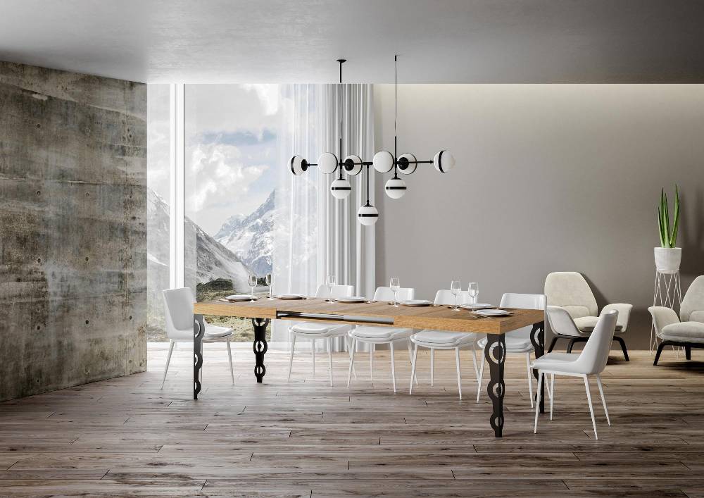 Itamoby Tavolo Karamay Allungabile piano Quercia Natura 90×130 Allungato 390 telaio Antracite Offerta Anniversario