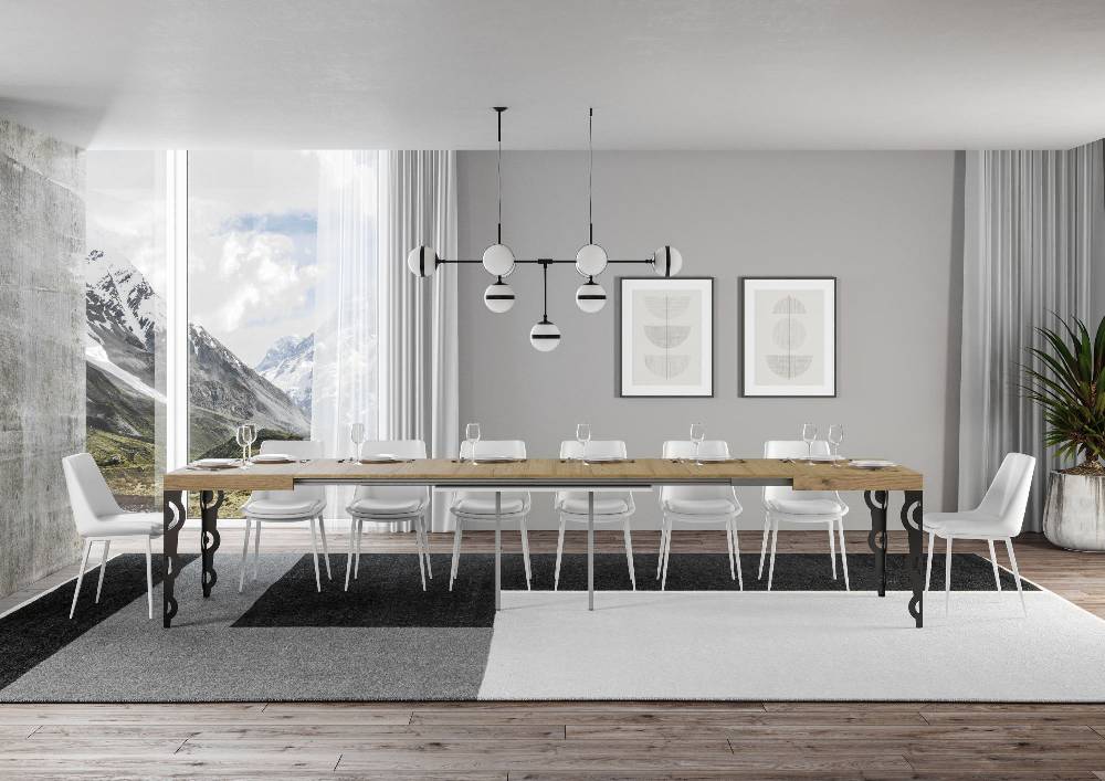 Itamoby Tavolo Karamay Allungabile piano Quercia Natura 90×130 Allungato 390 telaio Antracite Offerta Anniversario