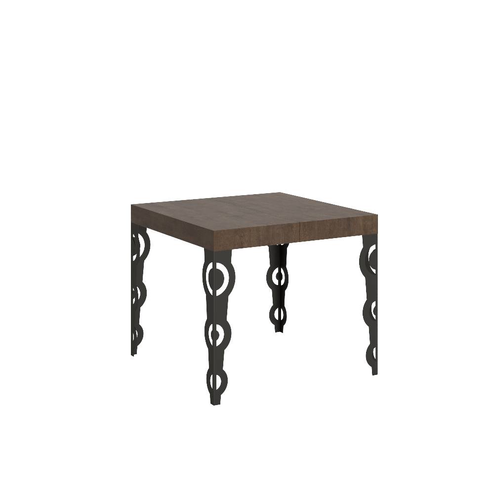 Itamoby Tavolo Karamay Allungabile piano Noce 90×90 telaio Allungato 246 Antracite