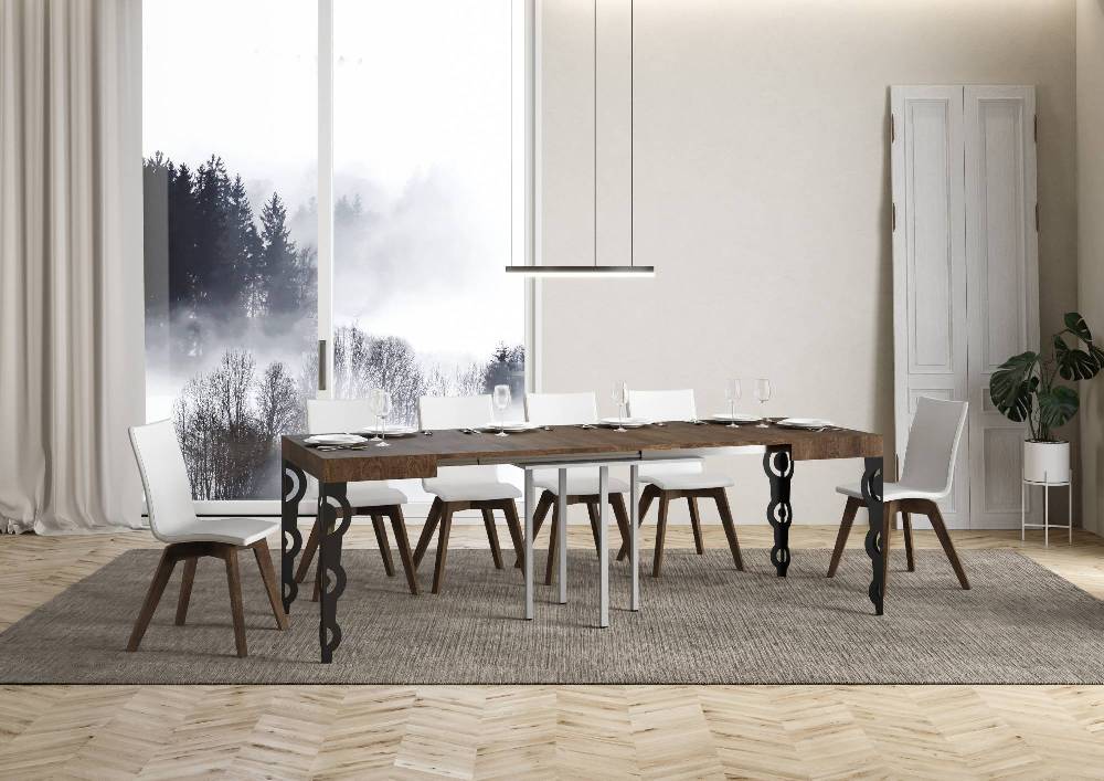 Itamoby Tavolo Karamay Allungabile piano Noce 90×90 telaio Allungato 246 Antracite Comprane uno, ottenene uno gratis