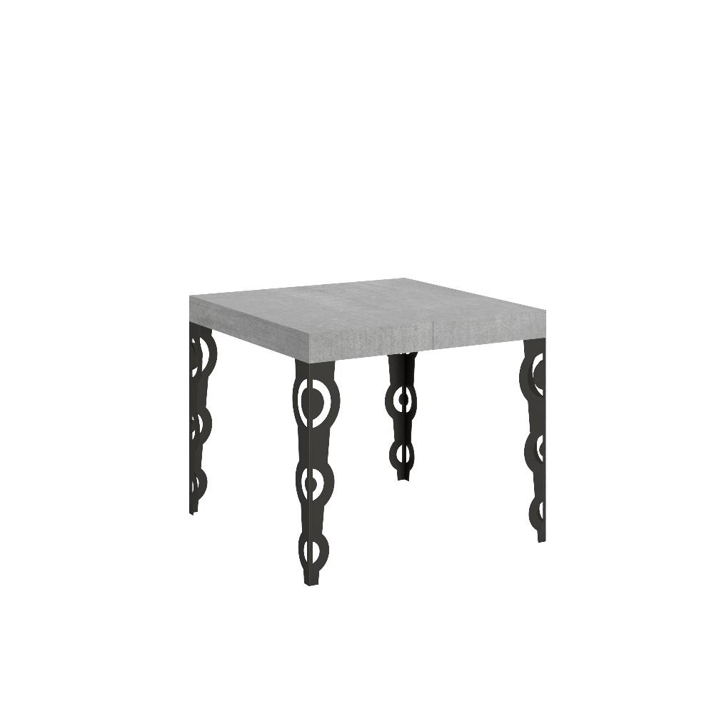 Itamoby Tavolo Karamay Allungabile piano Cemento 90×90 Allungato 246 telaio Antracite