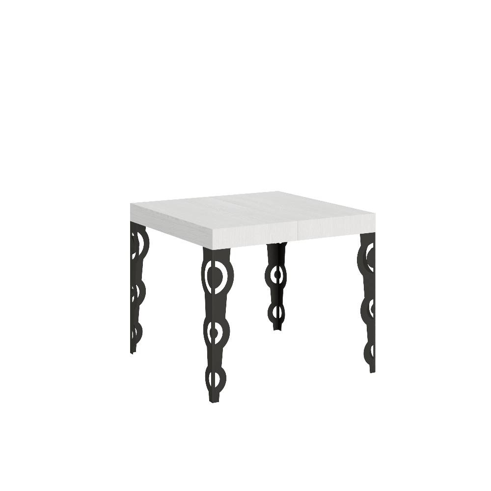 Itamoby Tavolo Karamay Allungabile piano Bianco Frassino 90×90 Allungato 246 telaio Antracite