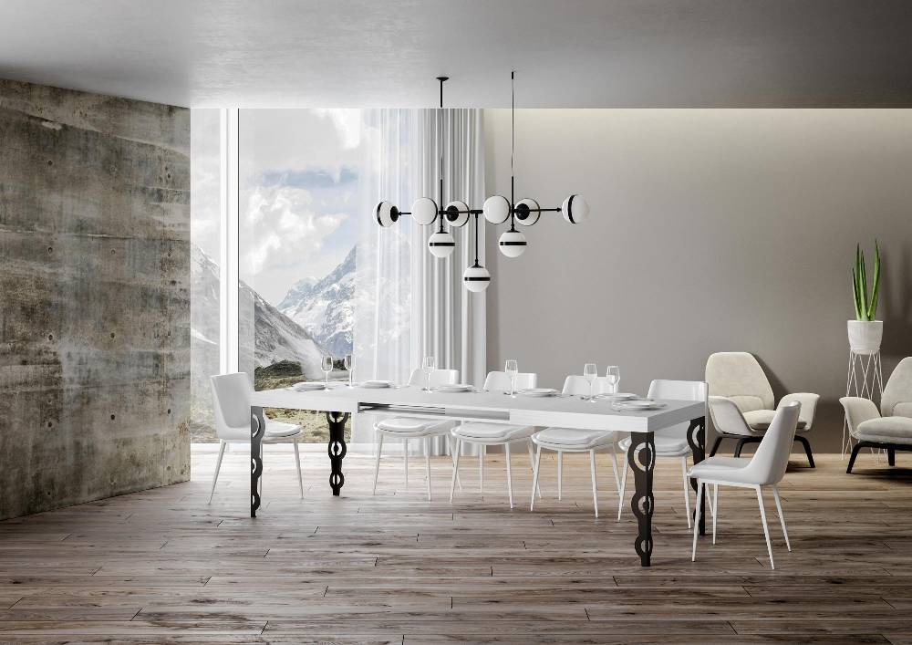 Itamoby Tavolo Karamay Allungabile piano Bianco Frassino 90×90 Allungato 246 telaio Antracite Enormi risparmi