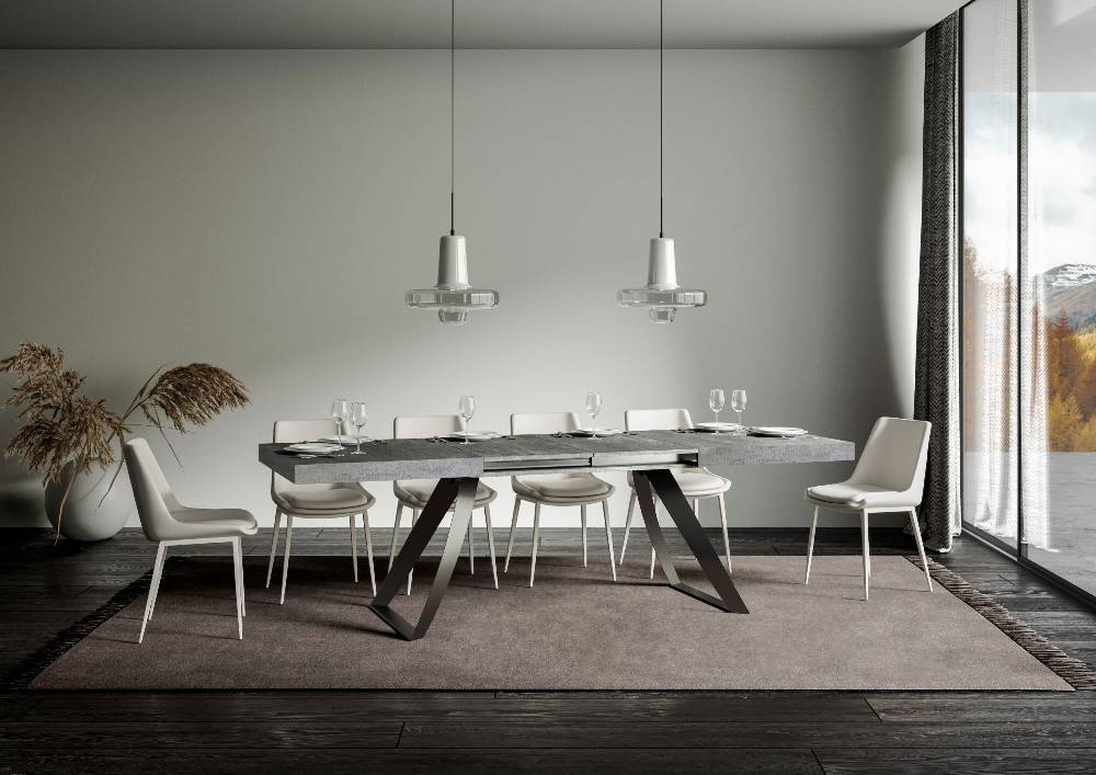 Itamoby Tavolo Proxy Allungabile piano Cemento 90×160 Allungato 264 telaio Antracite Fino al 60% di sconto