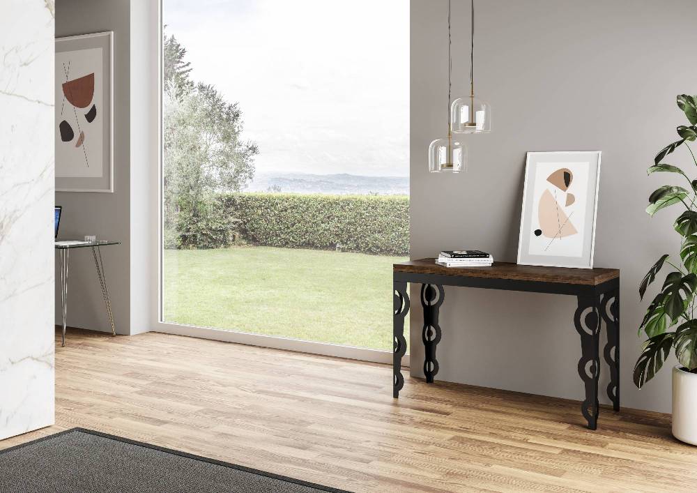 Itamoby Tavolo Karamay Double Noce 120×45 aperto/Allungato 120×90/200×90 gambe/telaio Antracite Offerta speciale della fabbrica