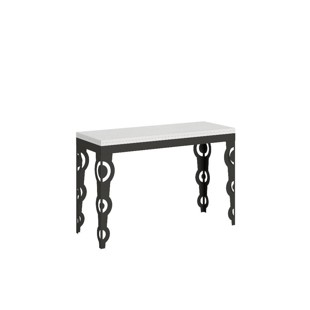 Itamoby Tavolo Karamay Double Bianco Frassino 120×45 aperto/Allungato 120×90/200×90 gambe/telaio Antracite Fino al 55% di sconto