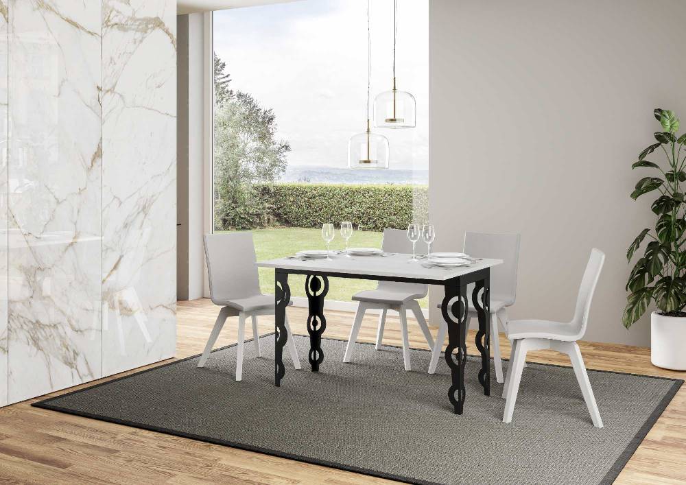 Itamoby Tavolo Karamay Double Bianco Frassino 120×45 aperto/Allungato 120×90/200×90 gambe/telaio Antracite Fino al 55% di sconto
