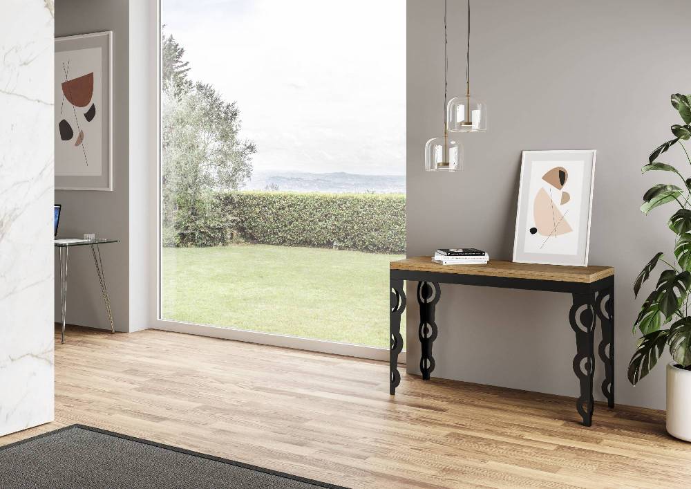 Itamoby Tavolo Karamay Double Quercia Natura 120×45 aperto/Allungato 120×90/200×90 gambe/telaio Antracite Discount Store per i nuovi prodotti