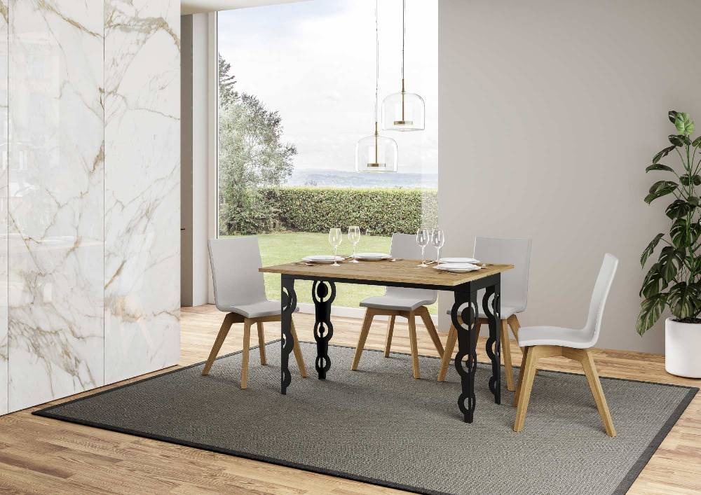 Itamoby Tavolo Karamay Double Quercia Natura 120×45 aperto/Allungato 120×90/200×90 gambe/telaio Antracite Discount Store per i nuovi prodotti