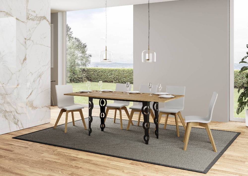 Itamoby Tavolo Karamay Double Quercia Natura 120×45 aperto/Allungato 120×90/200×90 gambe/telaio Antracite Discount Store per i nuovi prodotti