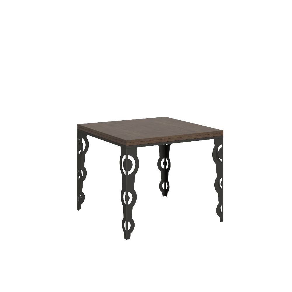 Itamoby Tavolo Karamay Libra Noce 90×90 Allungato 90×180 telaio e gambe Antracite
