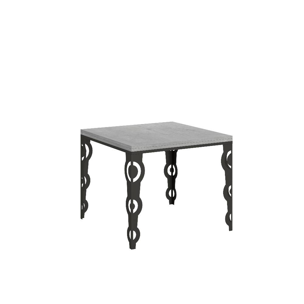 Itamoby Tavolo Karamay Libra Cemento 90×90 Allungato 90×180 telaio e gambe Antracite