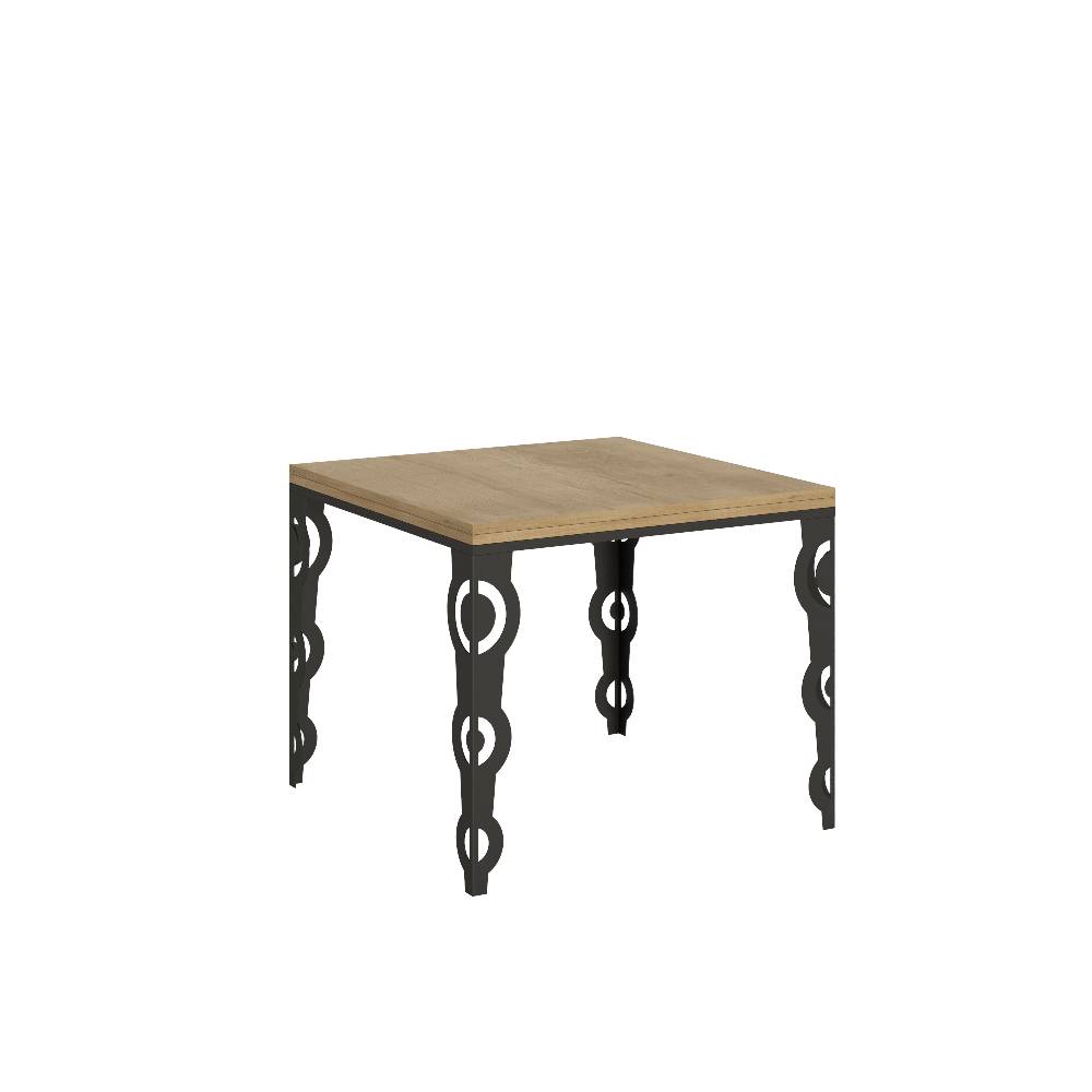 Itamoby Tavolo Karamay Libra Quercia Natura 90×90 Allungato 90×180 telaio e gambe Antracite