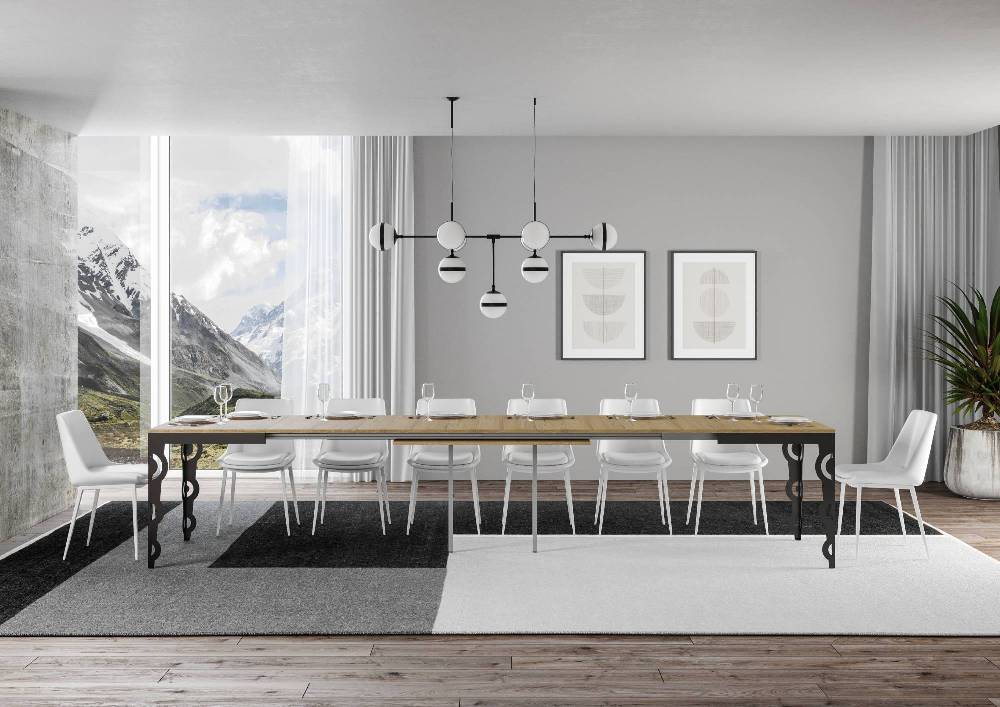 Itamoby Tavolo Karamay Evolution piano Quercia Natura 90×180 Allungato 440 telaio Antracite Duty-free