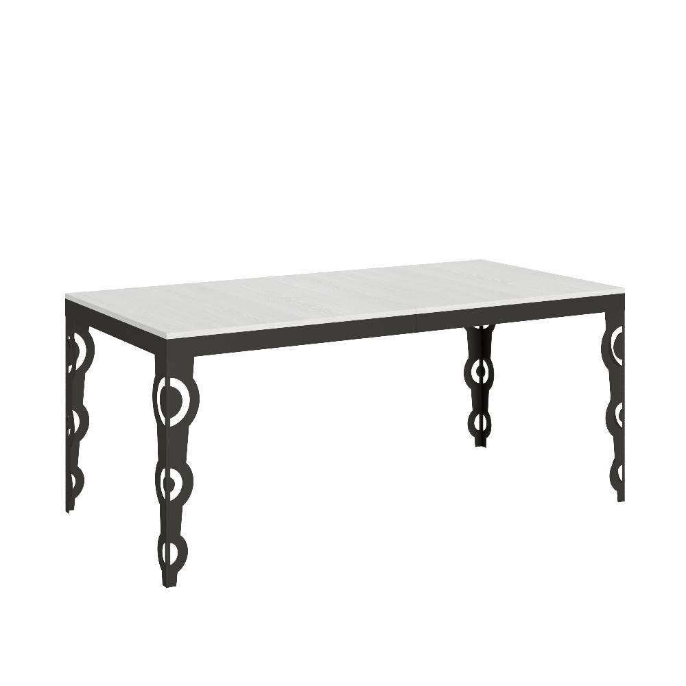 Itamoby Tavolo Karamay Evolution piano Bianco Frassino 90x180Allungato 440 telaio Antracite