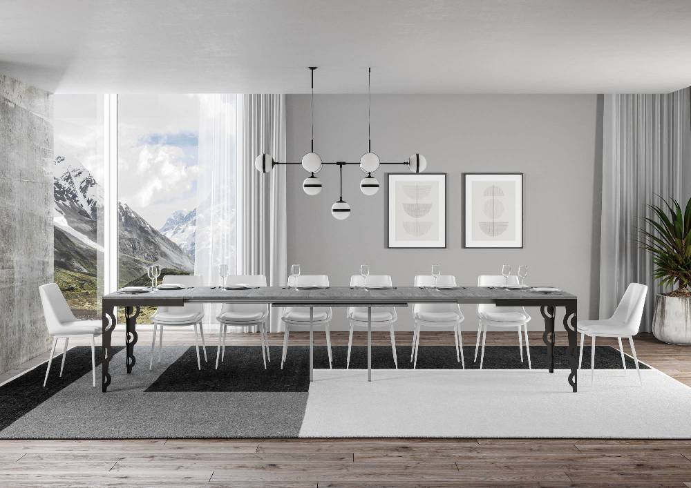 Itamoby Tavolo Karamay Evolution piano Cemento 90×120 Allungato 380 telaio Antracite Nuovo