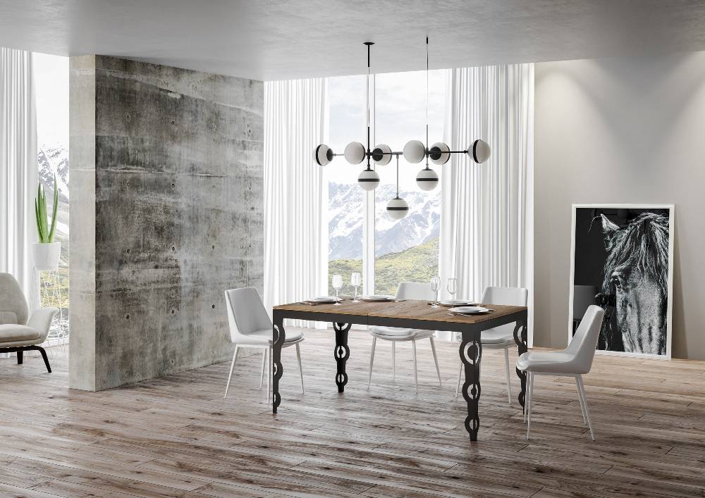 Itamoby Tavolo Karamay Evolution piano Quercia Natura 90×180 Allungato 284 telaio Antracite Pezzi Unici