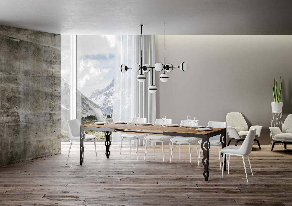 Itamoby Tavolo Karamay Evolution piano Quercia Natura 90×180 Allungato 284 telaio Antracite Pezzi Unici