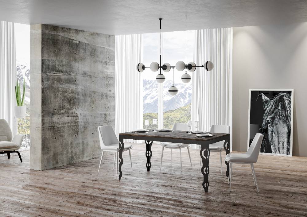 Itamoby Tavolo Karamay Evolution piano Noce 90×160 Allungato 264 telaio Antracite Qualità Garantita