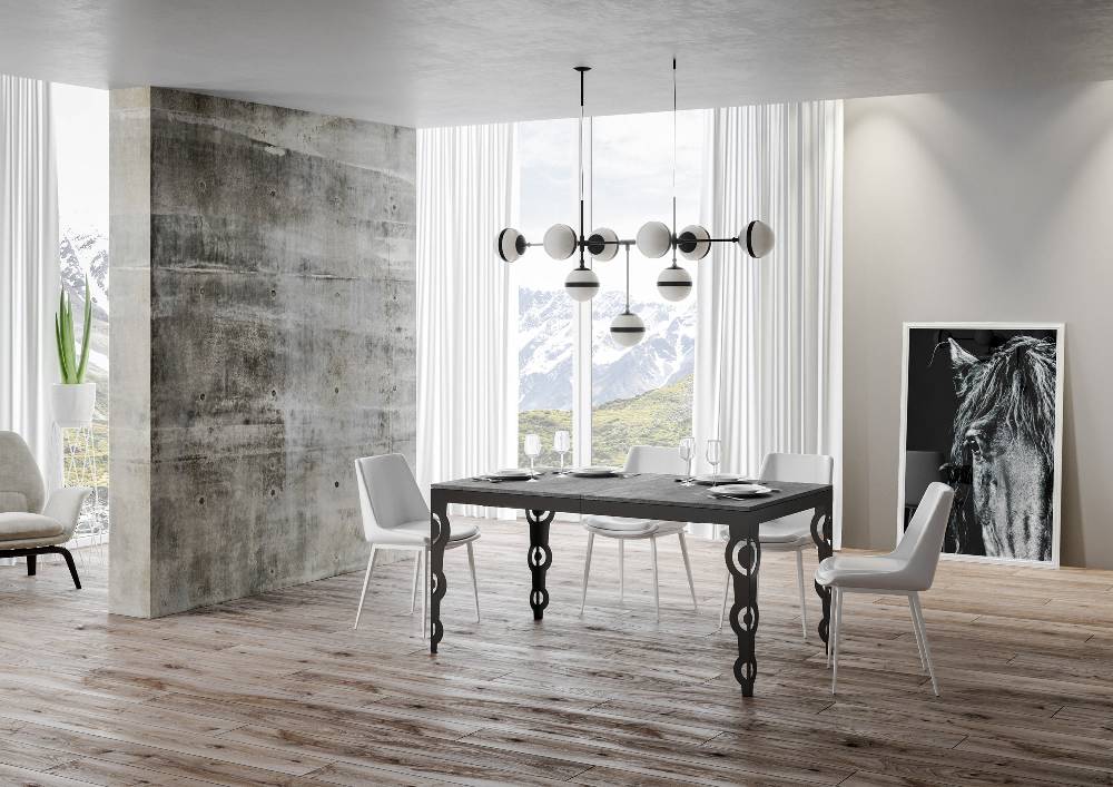 Itamoby Tavolo Karamay Evolution piano Cemento 90×160 Allungato 264 telaio Antracite Negozi Online
