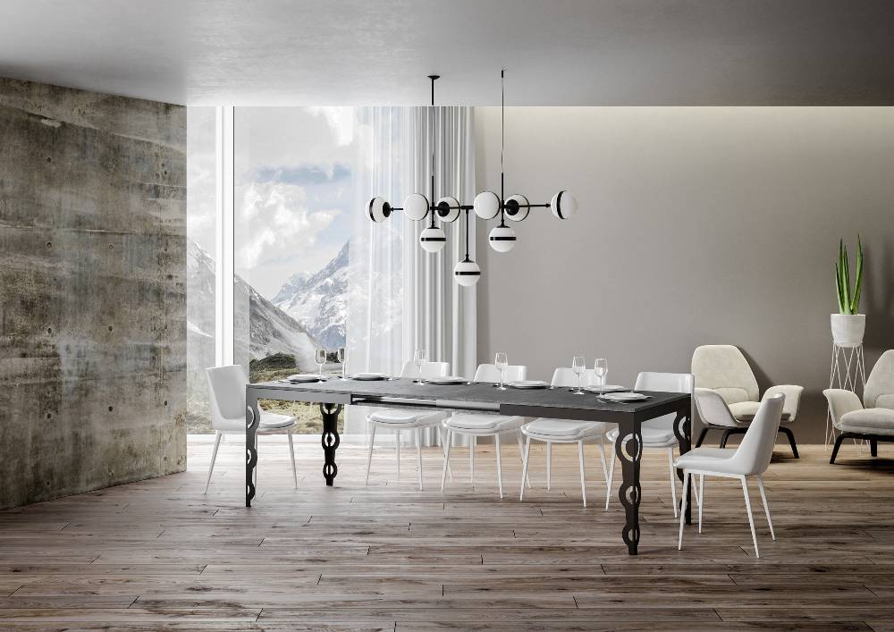 Itamoby Tavolo Karamay Evolution piano Cemento 90×160 Allungato 264 telaio Antracite Negozi Online