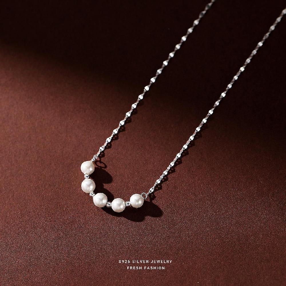 5 Pearl Beaded Pendant Chain Necklace Hotsell