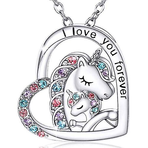 Unicorn Necklace For Women Girls Heart Pendant I Love You Foreve Party Offerte