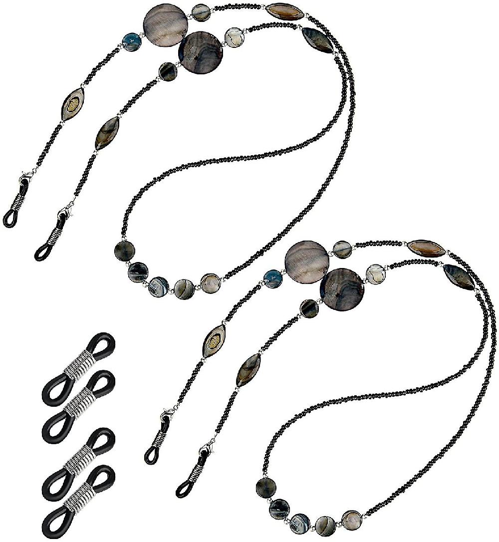 2 Pieces Shell Glass Beaded Eyeglasses Chain Holder Anti-slip Sunglass Retainer Saldi Di Fabbrica