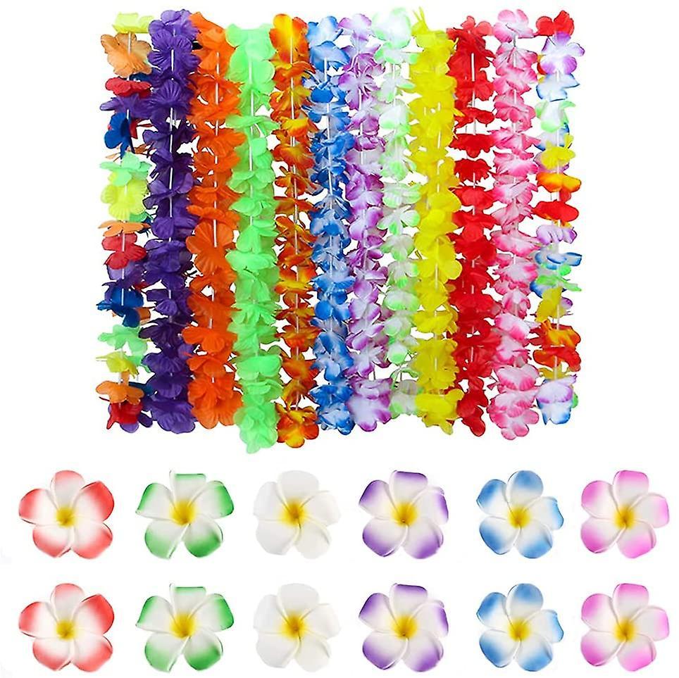 24 Pieces Hawaiian Garlands Hawaiian Tropical Flower Hawaiian Necklace Vendite Flash
