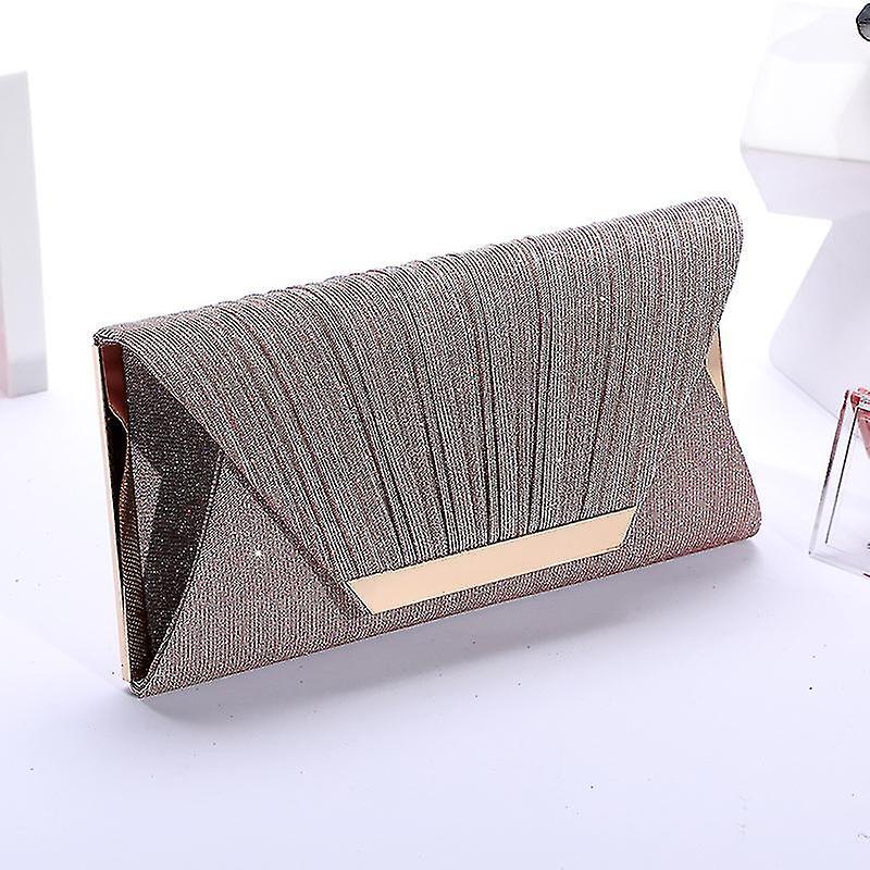 Trendy Women's Simple Pleated Sequin Bag Clip Mouth Evening Bag Hand-held One-shoulder Messenger Chain_tmall Soddisfazione Garantita