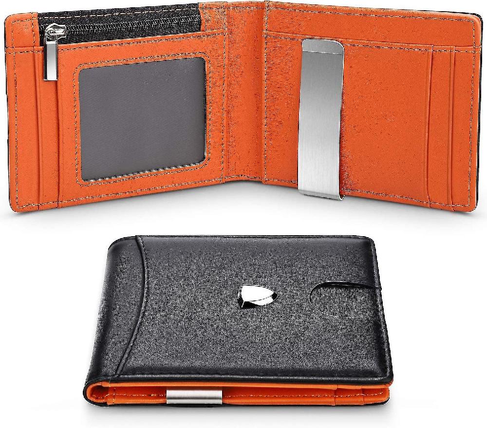 Portafogli Mens Rfid Blocking With Money Clip Bi-fold Slim Men Wallet With Coin Pocket Credit Card Slots Id Window Prezzo Ridotto