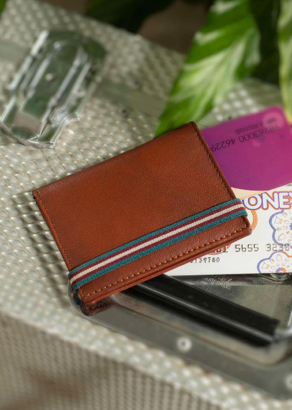 Super Soft Leather Credit Card Wallet With Elastic Fastening Offerte