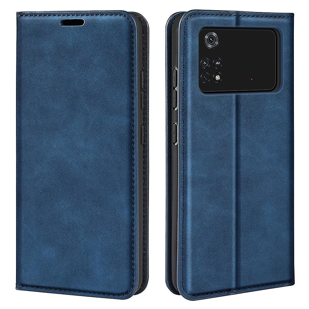 For Xiaomi Poco M4 Pro 4G Magnetic Auto-absorbed Stand Cover Skin-touch PU Leather Wallet Phone Case Saldi Di Fabbrica