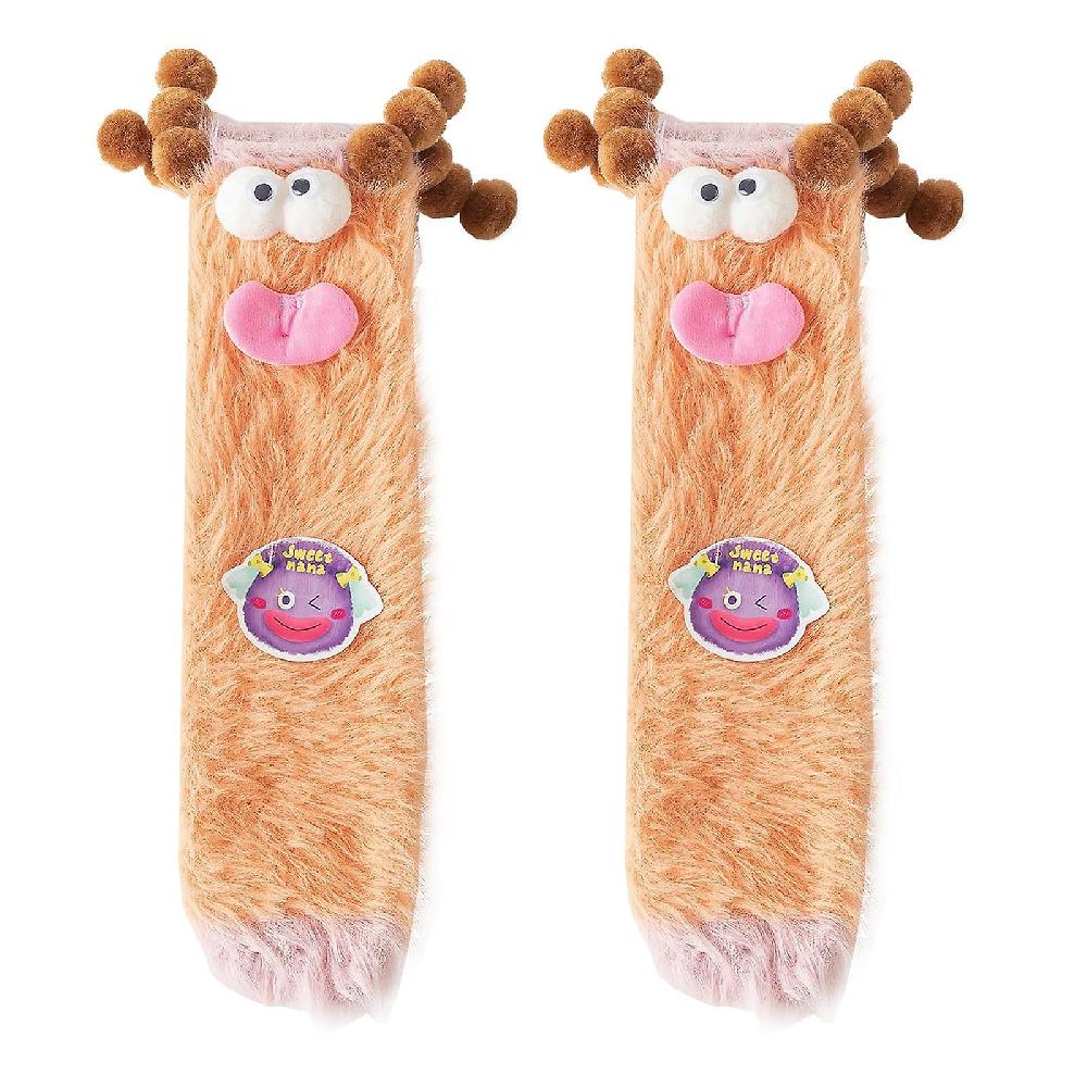 Women Socks Fluffy Cartoon Monster Socks Coral Velvet 3D Plush Quirky Socks Winter Warm Fuzzy Cozy Socks Christmas Gifts Slippers Socks(orange) Vendite Flash