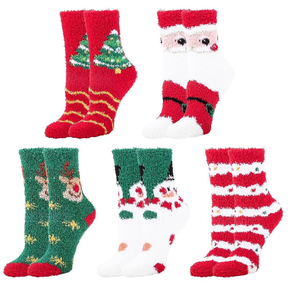 Cozy Soft Fluffy Slipper Socks for Men and Women 5 Pairs Fuzzy Bed Socks Plush Slipper Socks Winter Socks Sleeping Warm Socks for Christmas Gifts