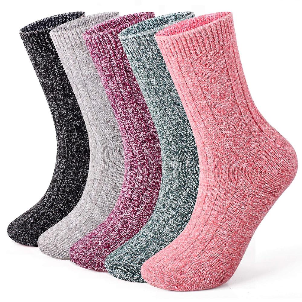 5 Pairs Thermal Women Socks Warm Thick Knitting Winter Wool Sock for Ladies 40-44 Qualità Garantita