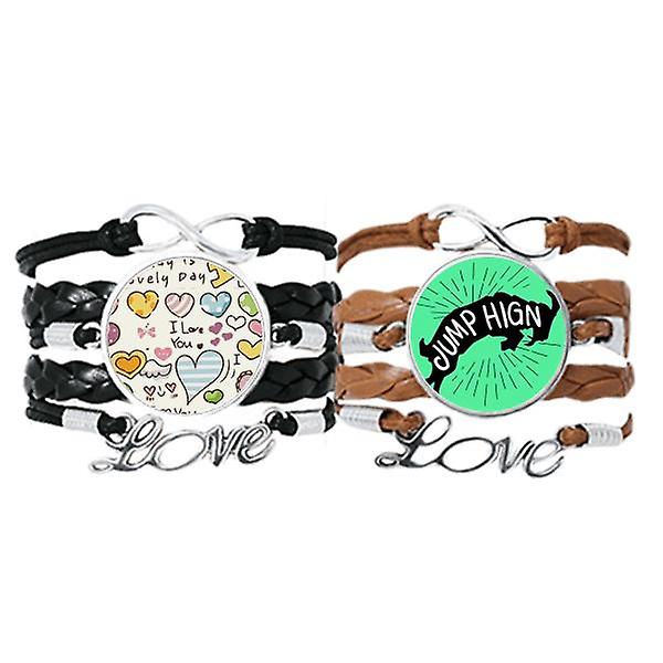 Antilope nera Animal Outline Natural Bracelet Hand Strap Leather Love Pattern Wristband Double Set Affare Del Giorno