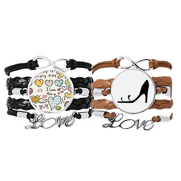Nero tacchi alti semplice grafica contorno bracciale mano cinturino pelle amore modello polsino doppio set Ritorno libero