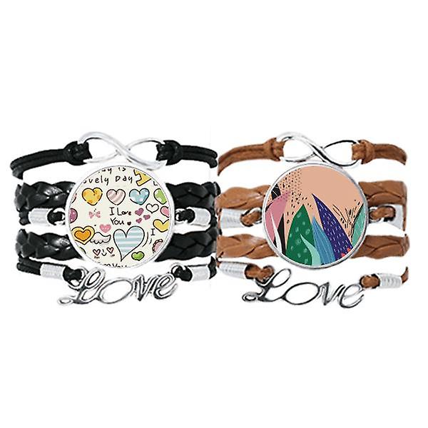 Aloe S Art Pattern Braccialetto a mano Cinturino in pelle Love Pattern Wristband Double Set Offerte