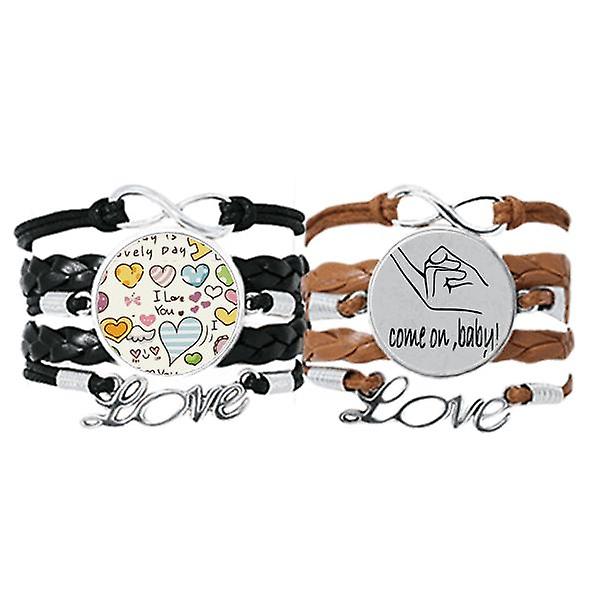 Nero personalizzato gesto bracciale mano cinturino pelle amore modello braccialetto doppio set Saldi Di Fabbrica