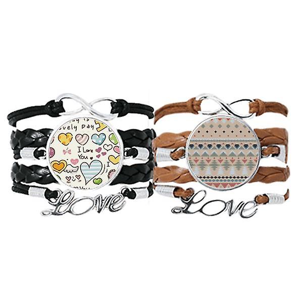 Blu Rosso Grigio Rhombus Triangolo Braccialetto Cinturino a mano Pelle Love Pattern Wristband Double Set Negozio