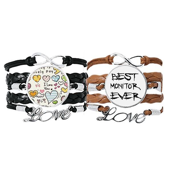 Best Moniter Ever Graduation Season Bracelet Hand Strap Leather Love Pattern Wristband Double Set Italy