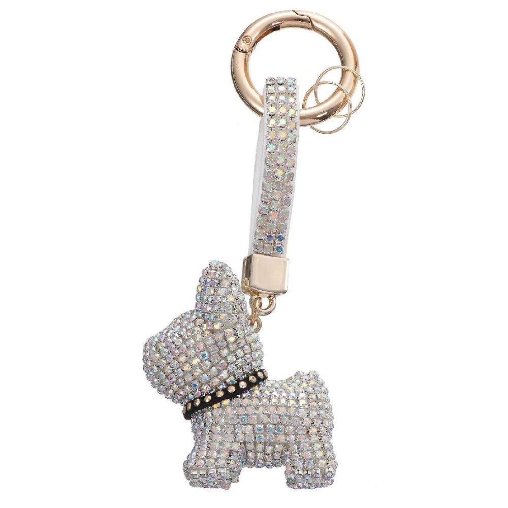 1pc Stylish Diamond Keychain Craft Pitbull Ornament Keyring Bag Ornament Vendita