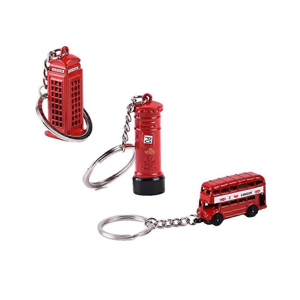 3PCS/Set British Tourist Souvenir Keychain Telephone Booth Mail Box Double-decker Bus Promozione