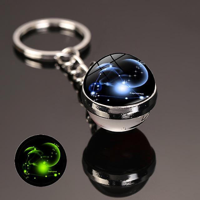 New 12 Constellation key ring Starry Sky Luminous Keychain Time Stone Glass Ball Key Chain Accessories Pendant Key Chain Gifts Pezzi Unici