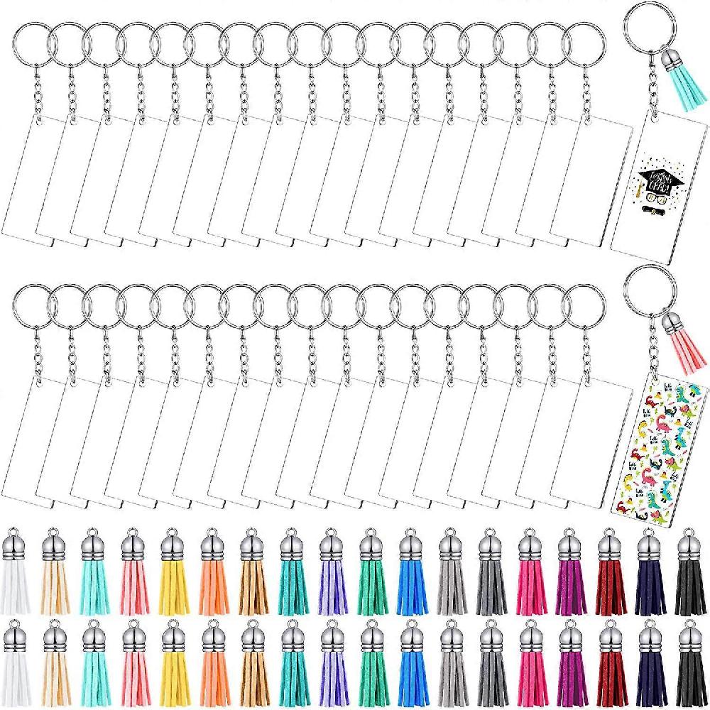 120pcs Creative DIY crafts multi-color tassel pendants circular acrylic keychain blanks hanging accessories photo commemorative Promozione Limitata